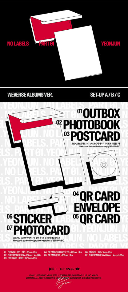 (PRE-ORDER) (TXT) YEONJUN [NO LABELS: PART 01] (Weverse Albums ver.) (WEVERSE POB)